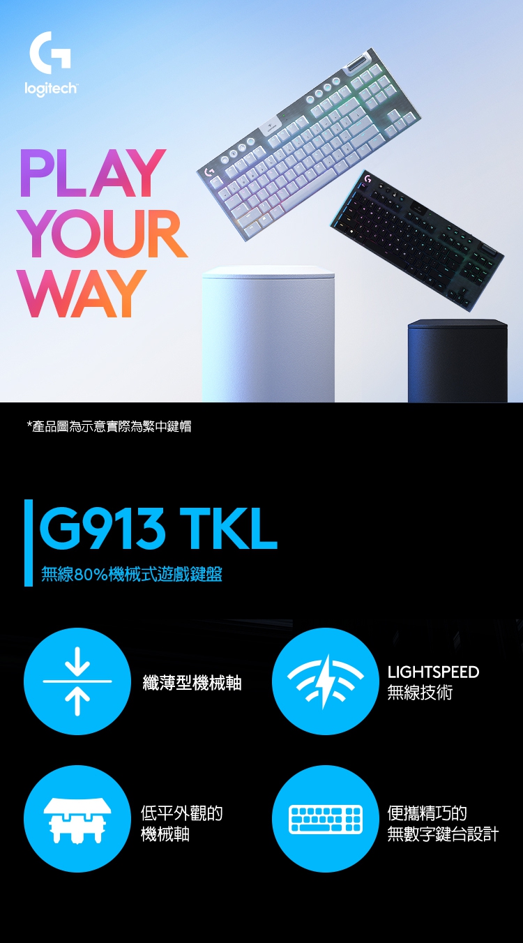 Logitech 羅技 G913 TKL 無線 80%機械式