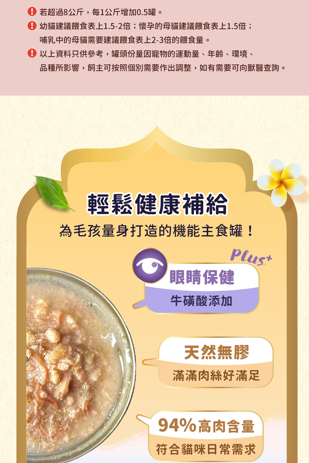 品種所影響,飼主可按照個別需要作出調整,如有需要可向獸醫查詢。