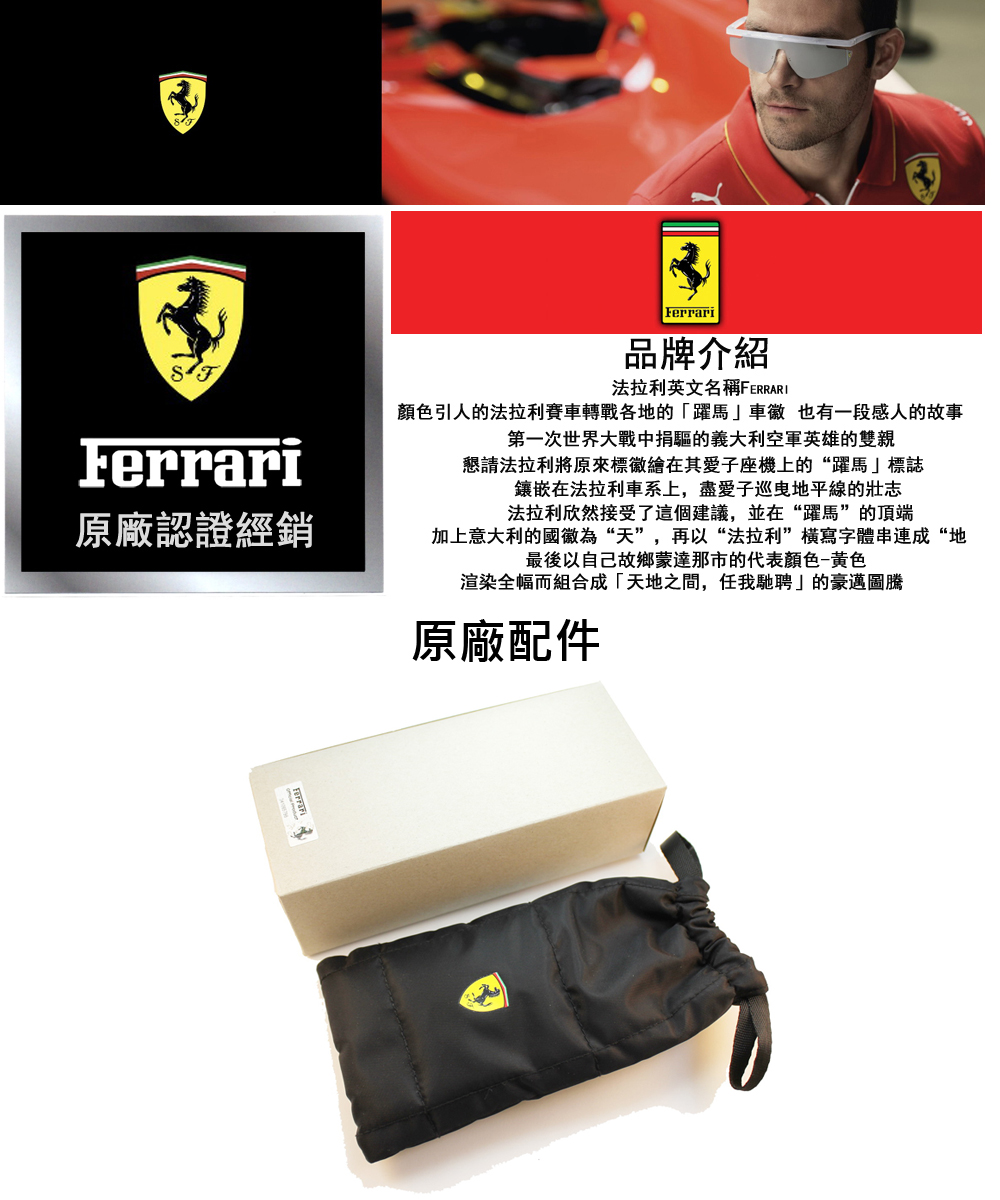 Ferrari 法拉利 時尚太陽眼鏡 舒適彈簧鏡臂設計 FZ