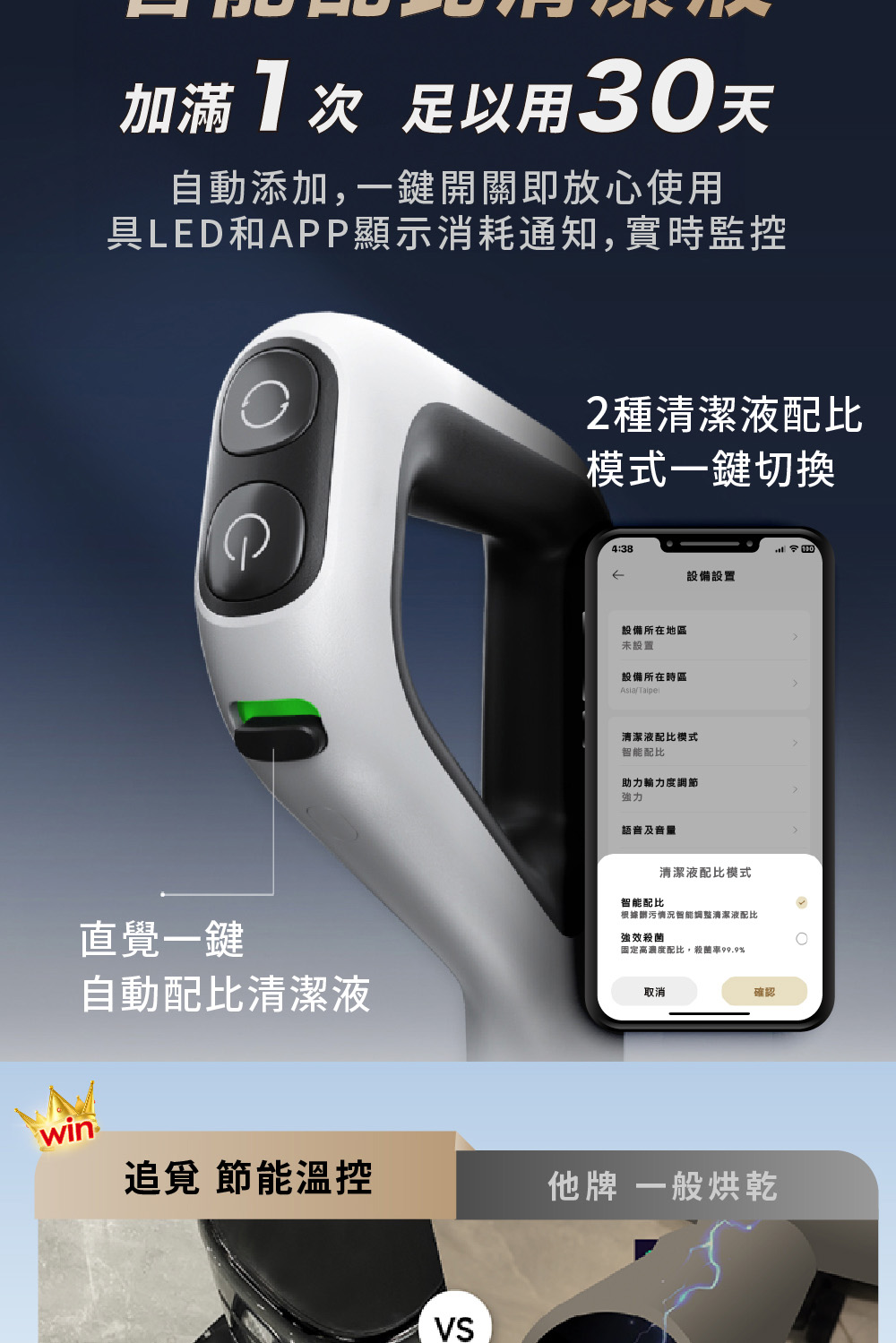 具LED和APP顯示消耗通知,實時監控