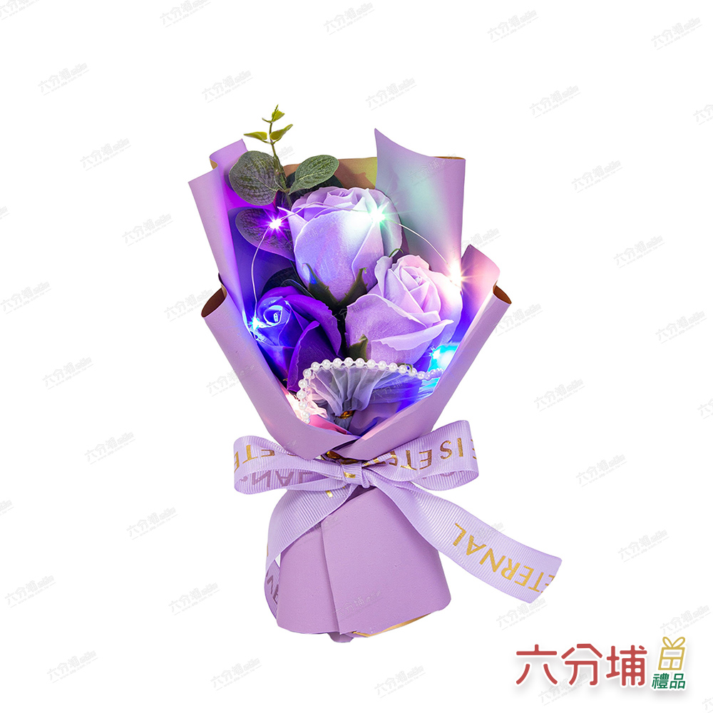 六分埔禮品 LED珍珠美人玫瑰香皂花束(Ins生日畢業禮物花