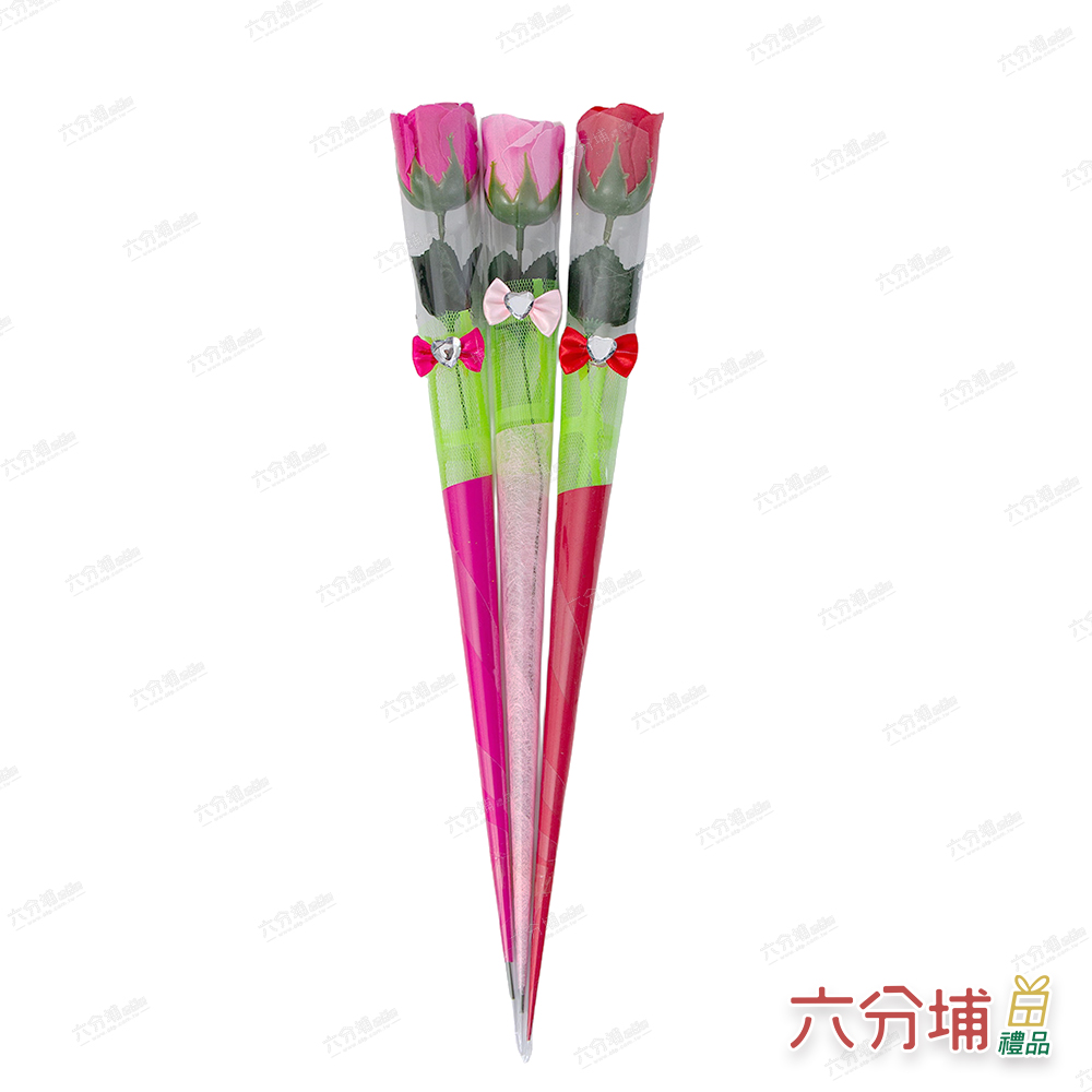 六分埔禮品 單枝蝴蝶結玫瑰香皂花-單朵-6入組-多色任選(畢