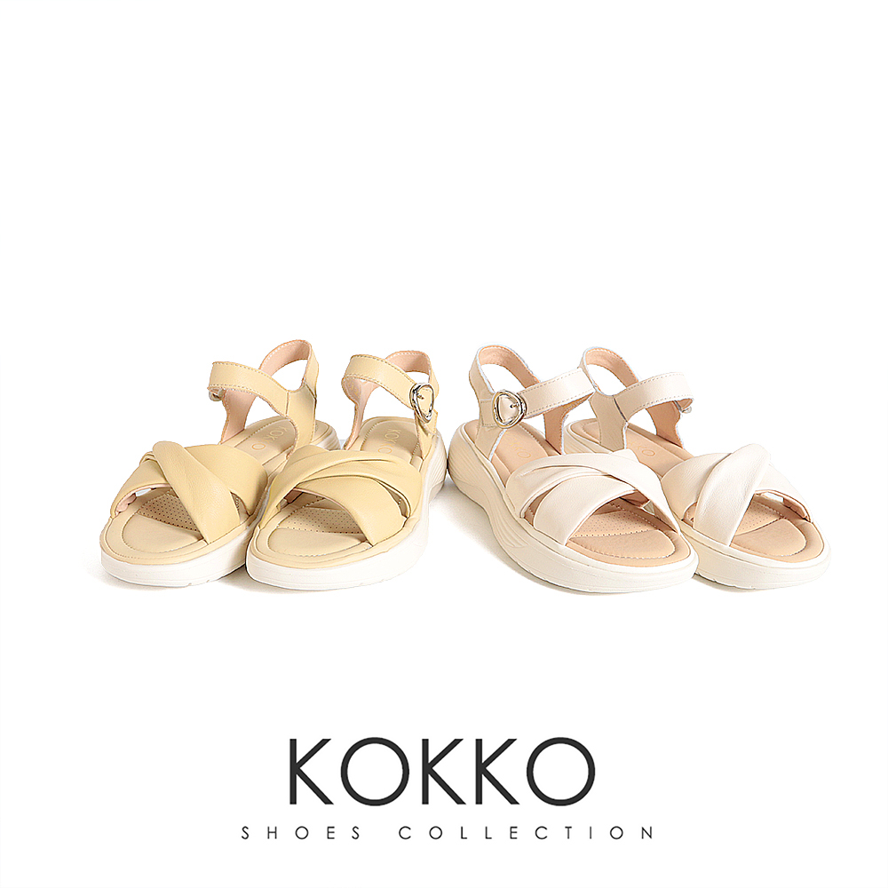 KOKKO 集團 超輕盈柔軟羊皮厚底涼鞋(淺綠色) 推薦