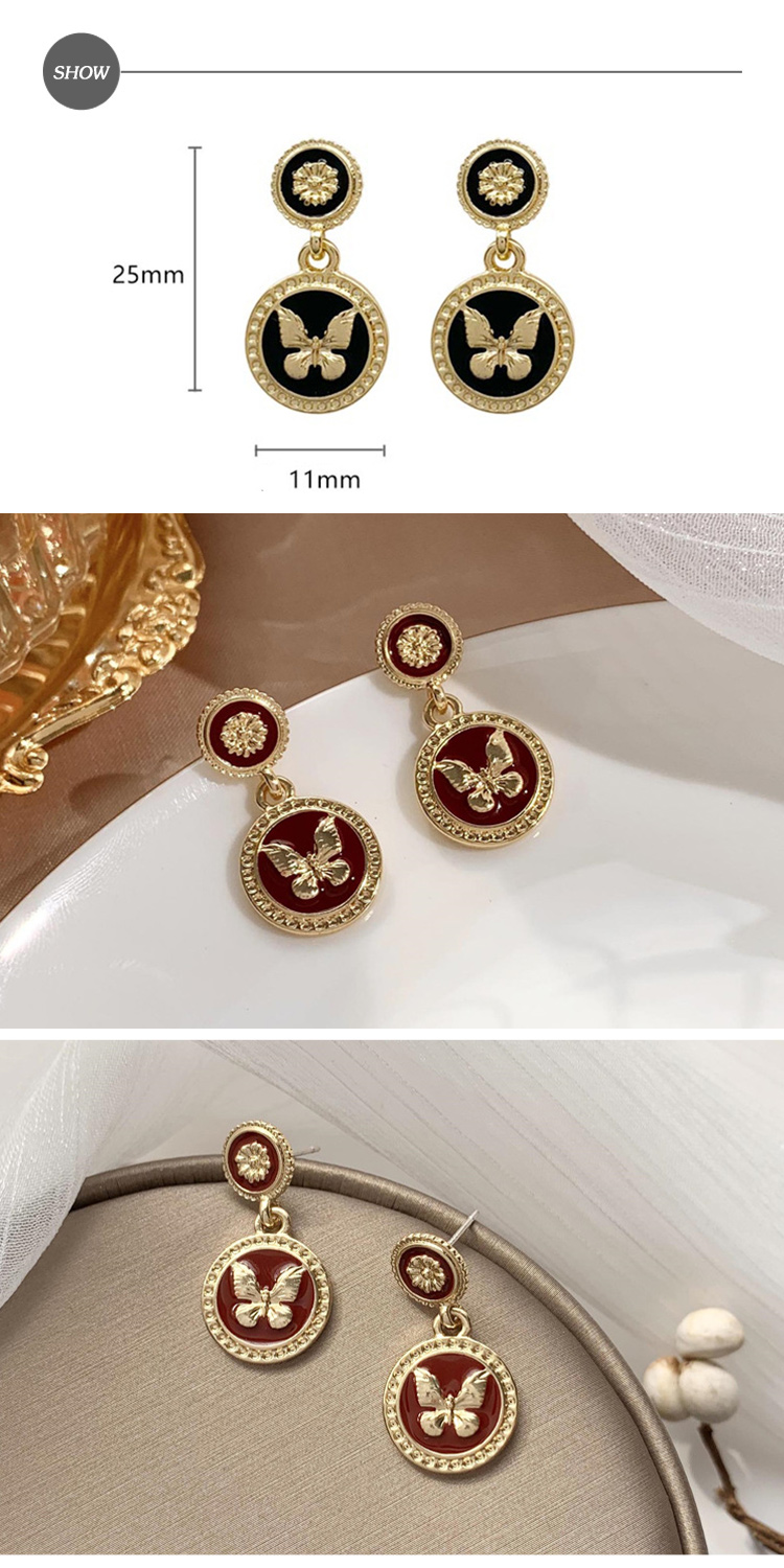 SECRET BOX 韓國設計復古歐式蝴蝶造型夾式耳環 2色