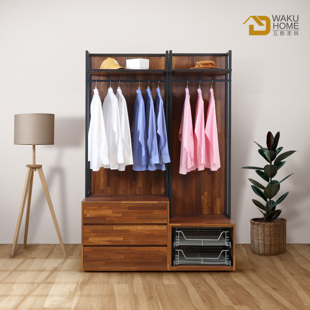 WAKUHOME 瓦酷家具 Mark集成木工業風4.6尺三抽