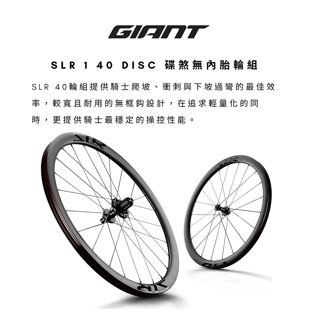 GIANT SLR 1 40 碟煞無內胎碳纖輪組(後輪組-S