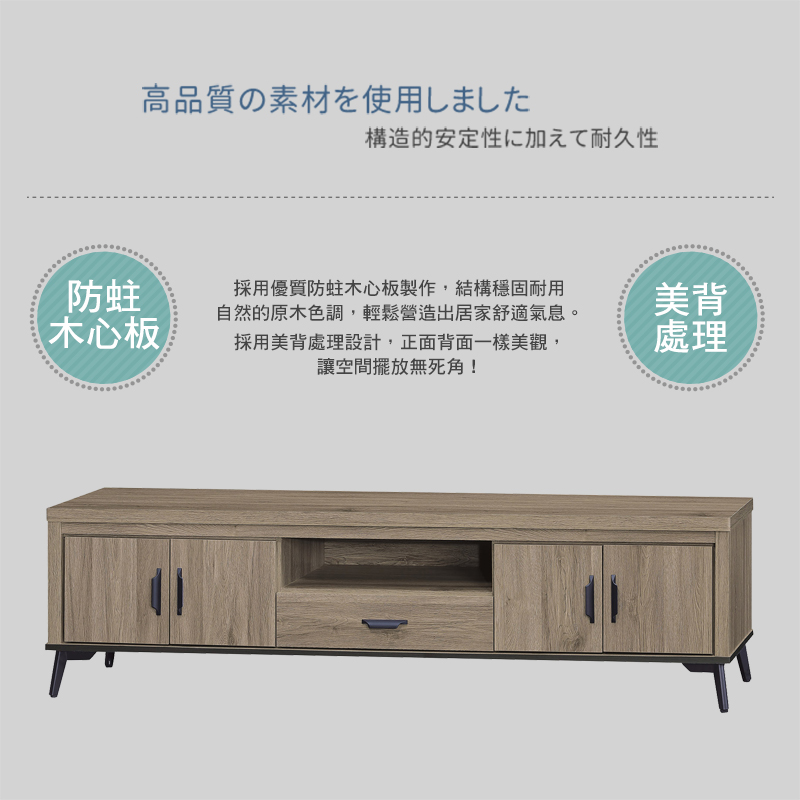 BODEN 路菲7尺工業風四門單抽電視櫃/長櫃/視聽櫃 推薦