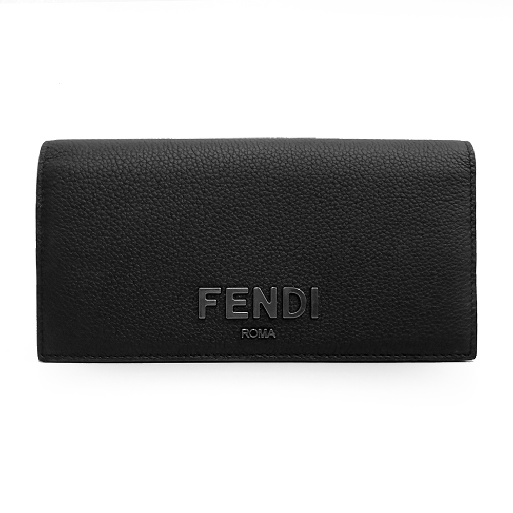 FENDI 芬迪 7M0264 經典素面荔枝牛皮對開錢包長夾