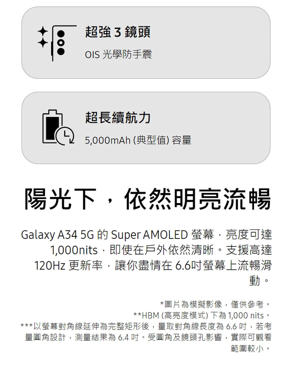 SAMSUNG 三星 Galaxy A34 5G 6.6吋(