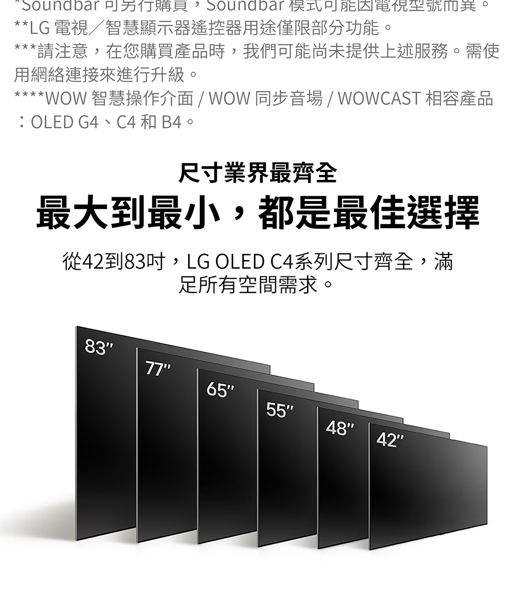 Soundbar 可另行購買,Soundbar 模式可能因電視型號而異。