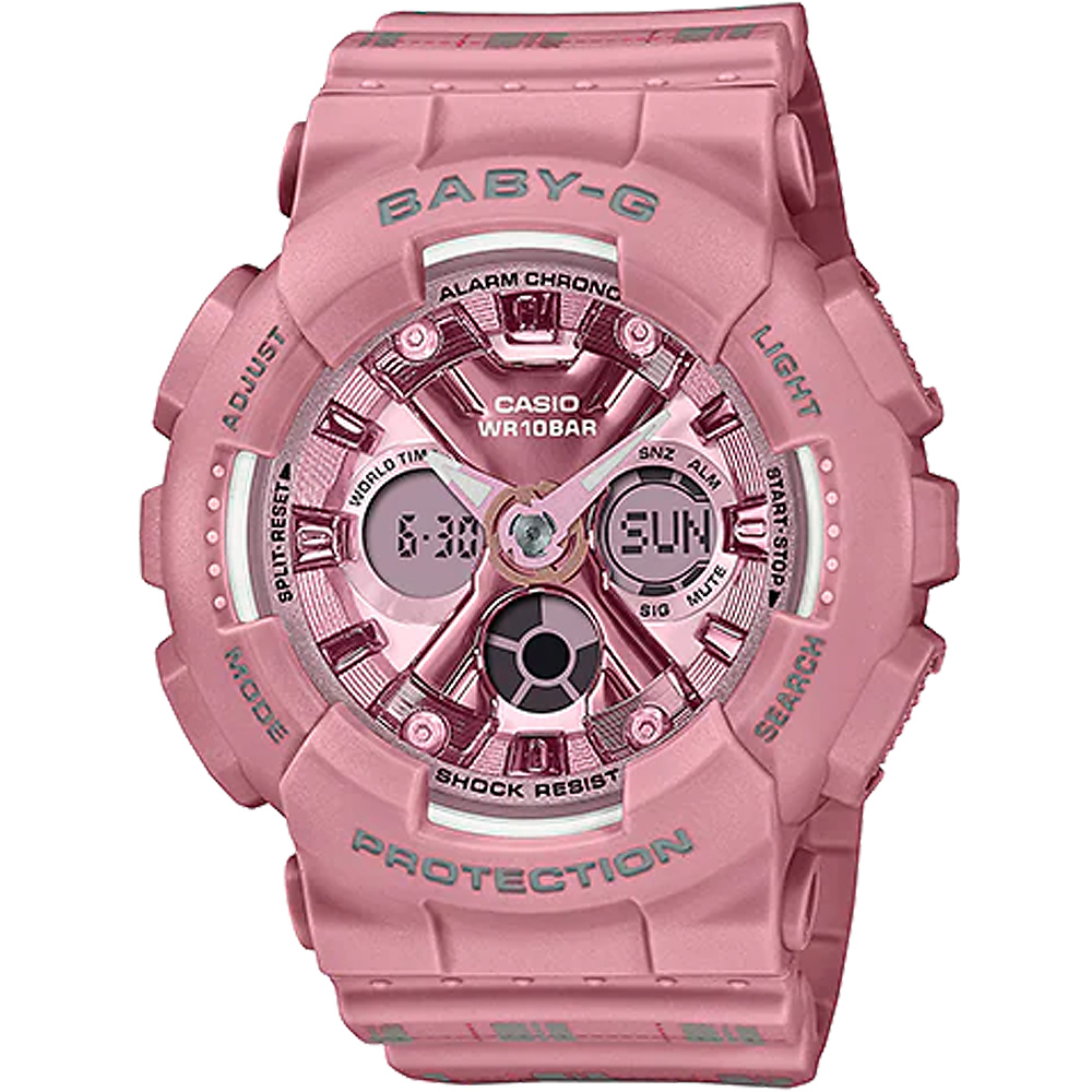 CASIO 卡西歐 BABY-G 莓果 校園風休閒雙顯手錶(