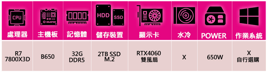 微星平台 R7八核 Geforce RTX4060{透明}電