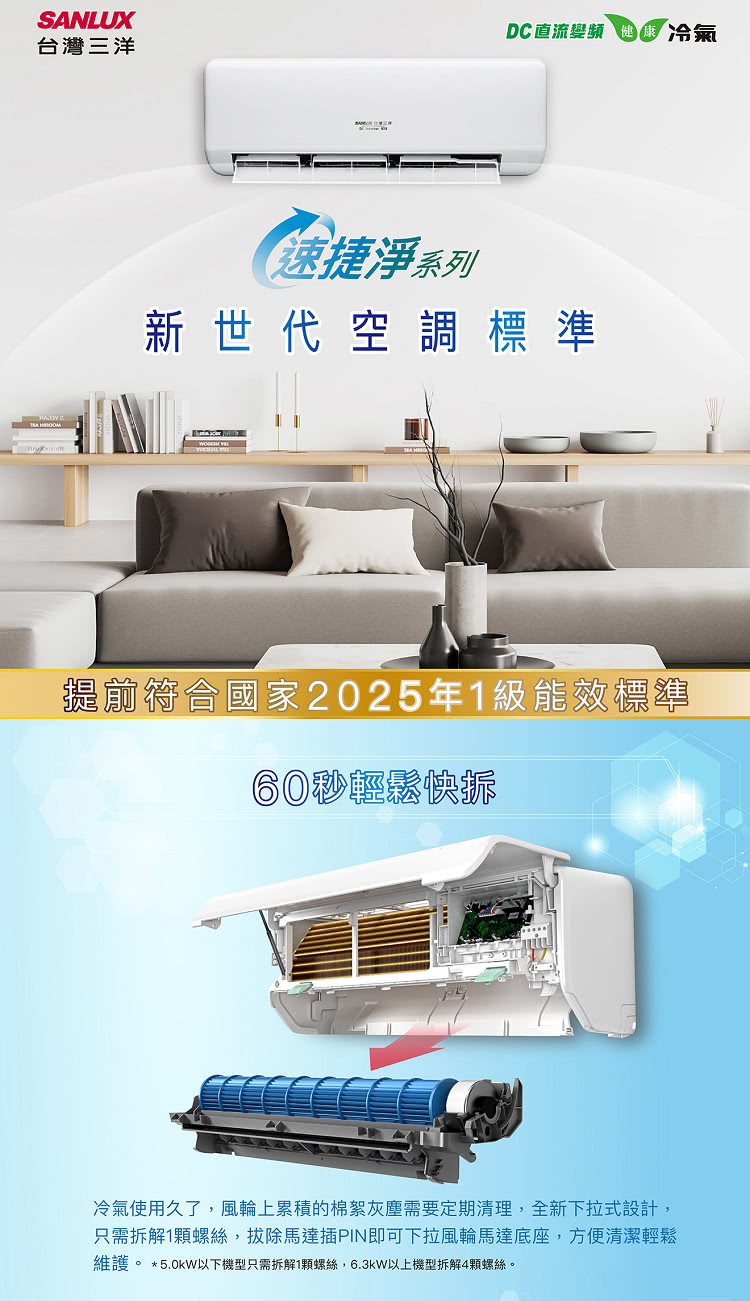 SANLUX 台灣三洋 2-4坪 1級變頻冷暖冷氣(SAC-