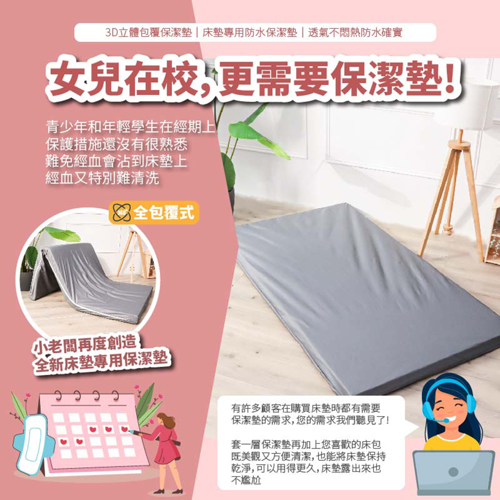 BOSS BEDDING 小老闆寢具 雙人5尺｜立體床墊防水