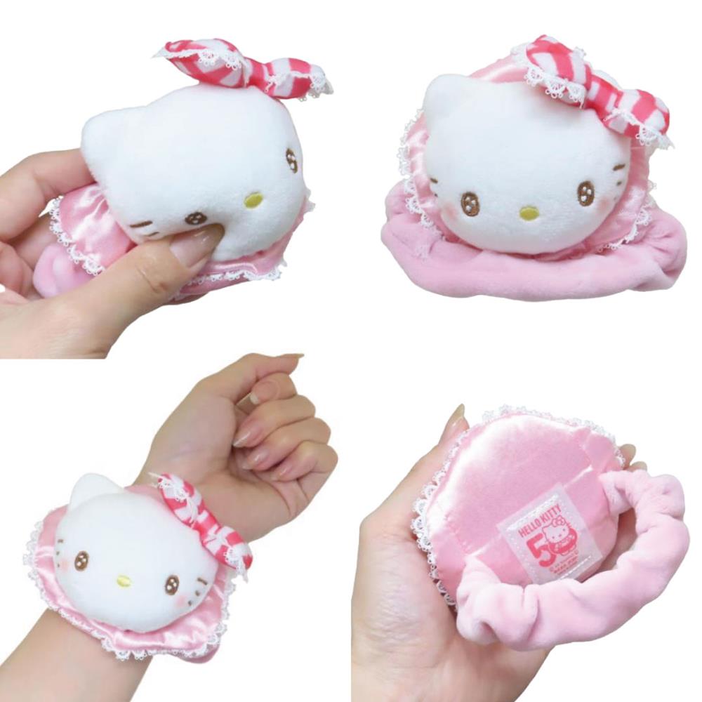 小禮堂 Hello Kitty 絨毛大臉髮圈 - 50週年系