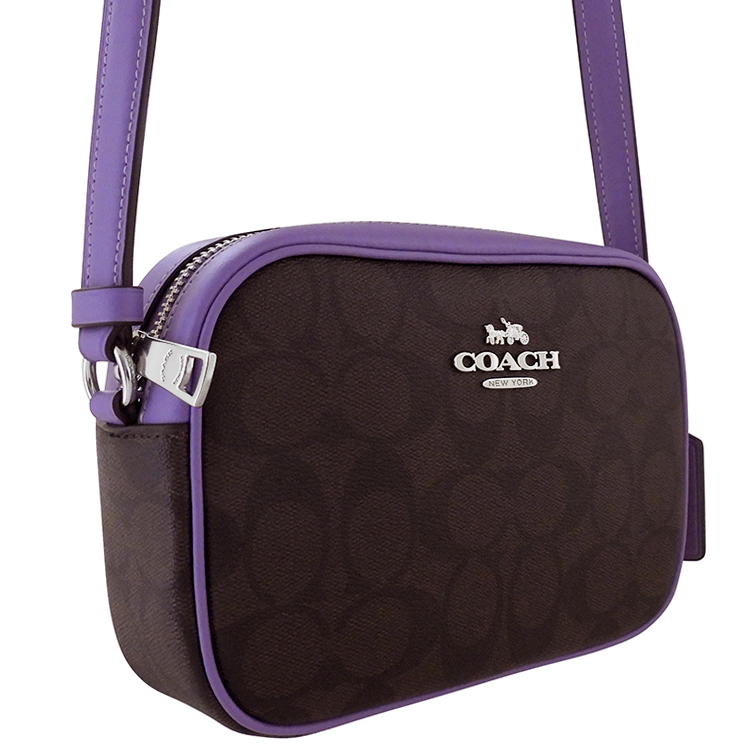 COACH JAMIE大C PVC斜背相機包-紫色(買就送璀