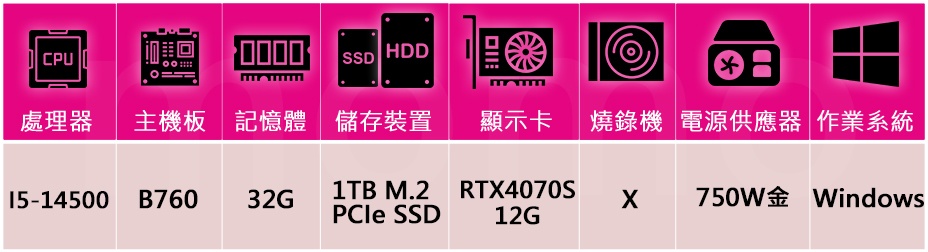華碩平台 i5十四核GeForce RTX 4070S Wi
