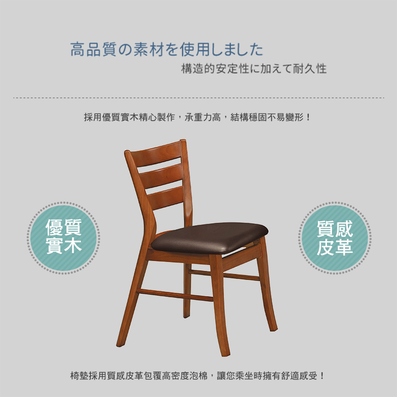 BODEN 普尼咖啡色皮革實木餐椅/單椅/休閒椅/洽談椅/商