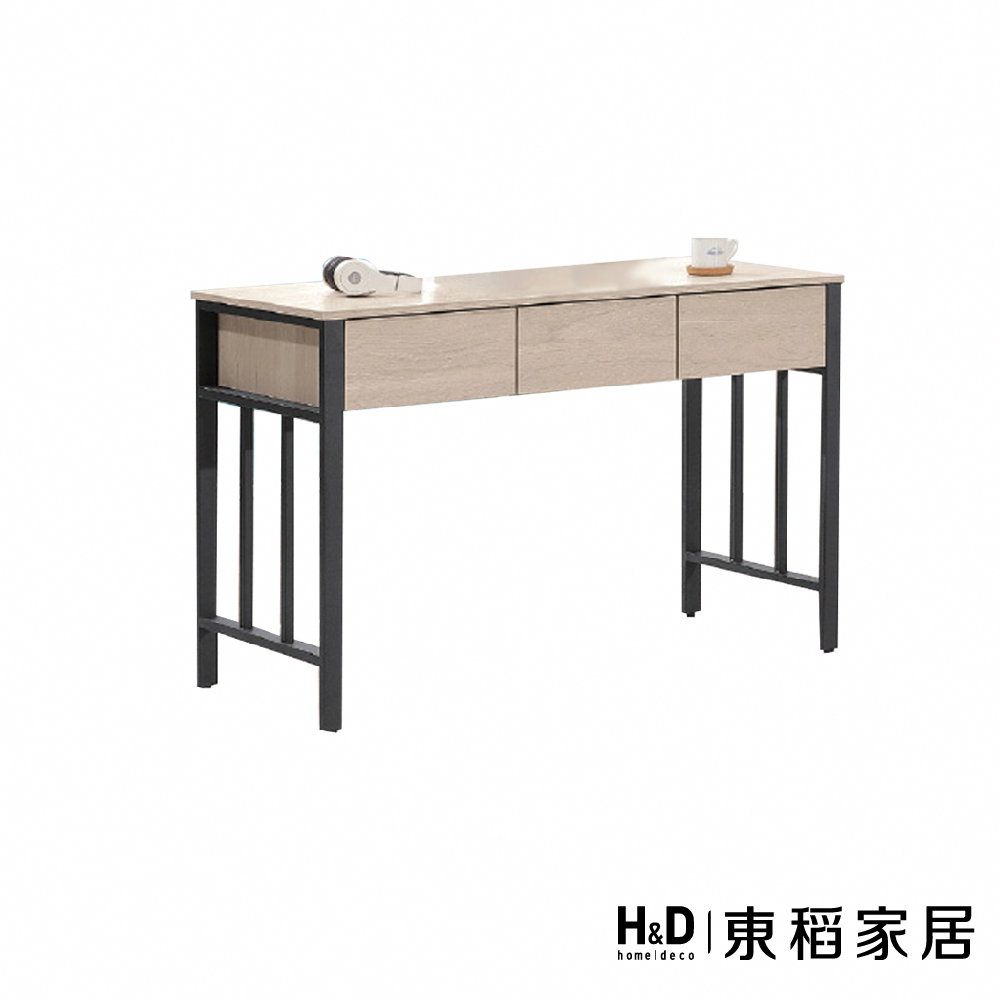 H&D 東稻家居 淺木色鐵架書桌5尺(TKHT-07504)
