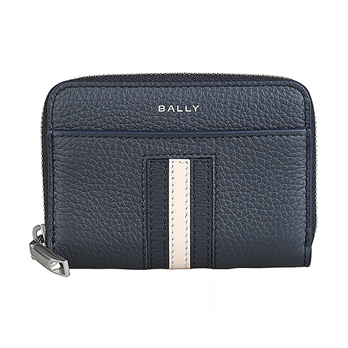 BALLY BALLY Ribbon經典銀字LOGO小牛皮藍