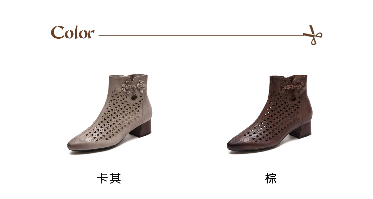 Vecchio 真皮短靴 高跟短靴/全真皮頭層牛皮復古中國風