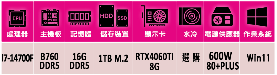 微星平台 i7二十核GeForce RTX 4060TI W