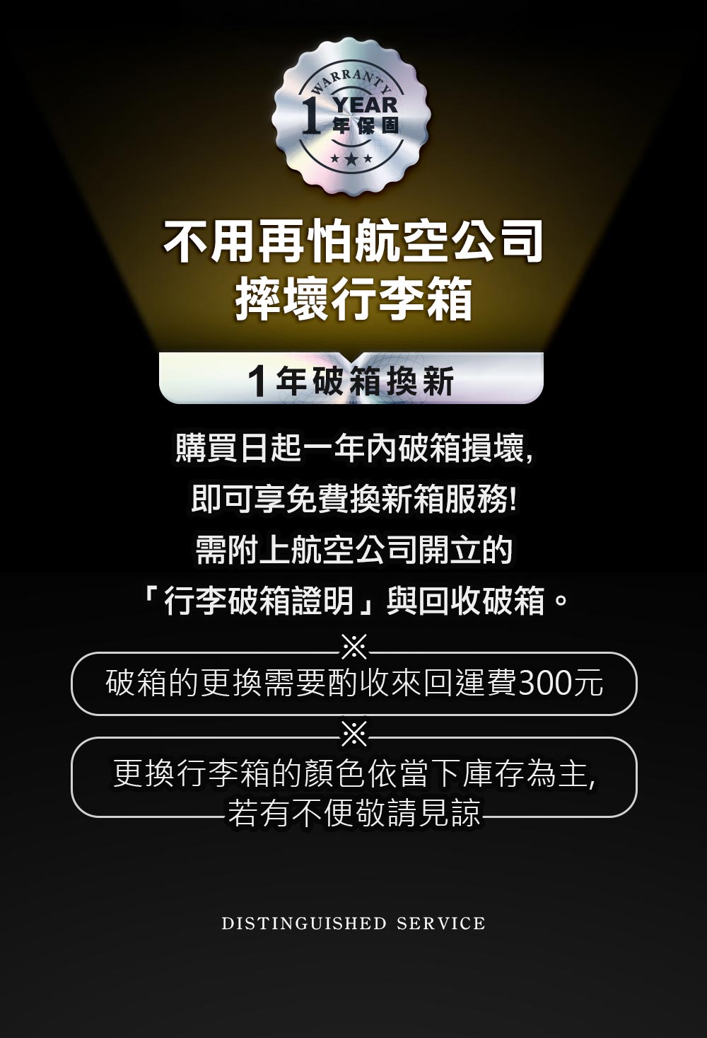 破箱的更換需要酌收來回運費300元