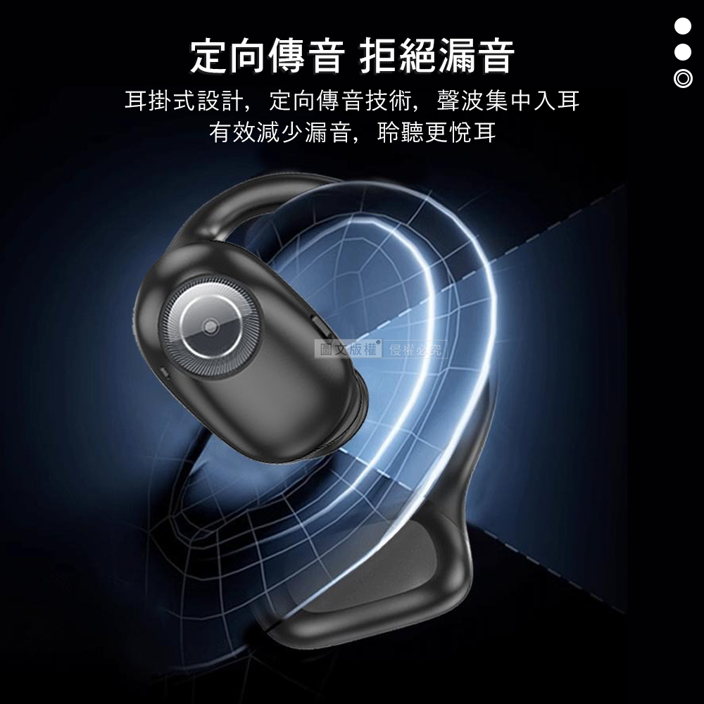 定向傳音 拒絕漏音 耳掛式設計,定向傳音技術,聲波集中入耳 有效減少漏音,聆聽更悅耳 圖文版權侵權必究。 