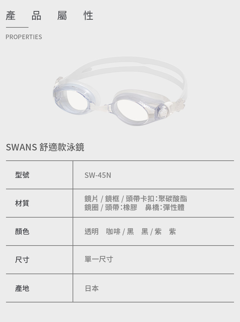 SWANS 全能舒適泳鏡 SW-45N好評推薦