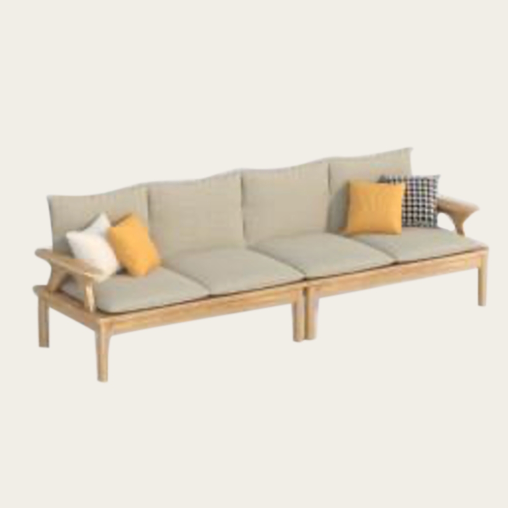 橙家居·家具 /預購/侘寂系列實木直排軟包沙發+腳凳 SSX