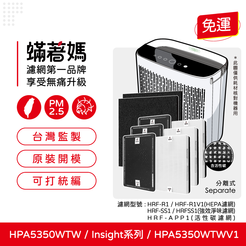 蟎著媽 濾網1套(適用 Honeywell HPA5350T