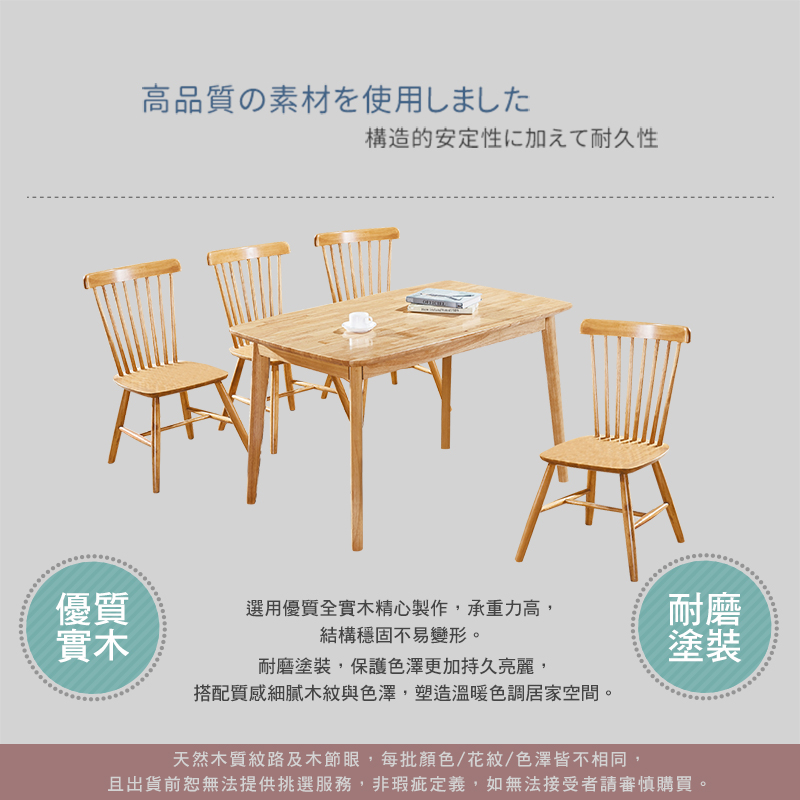 BODEN 克莉堤4.3尺實木餐桌椅組合(一桌四椅) 推薦