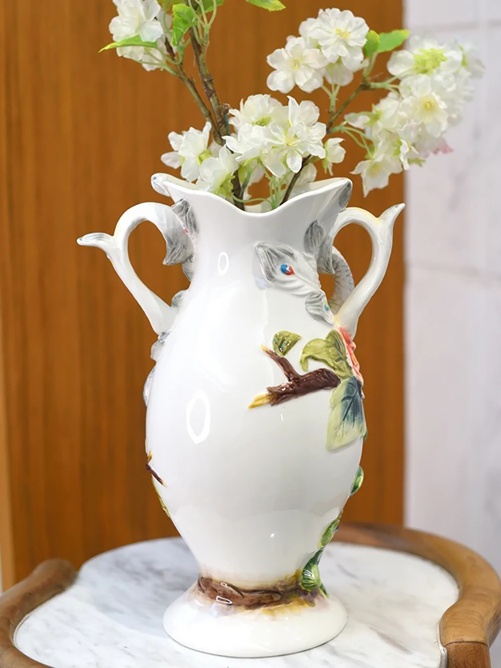 Function art 藝術瓷】富貴吉祥陶瓷雌雄孔雀造型花瓶／花器- momo購物