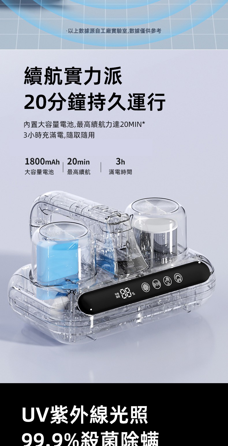 内置大容量電池,最高續航力達20MIN