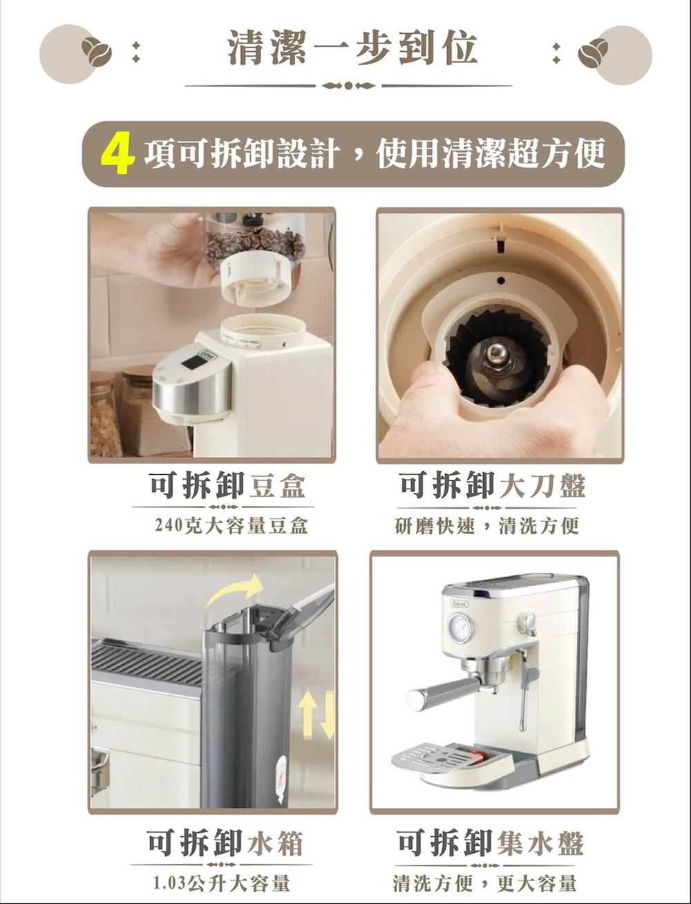 4項可拆卸設計,使用清潔超方便