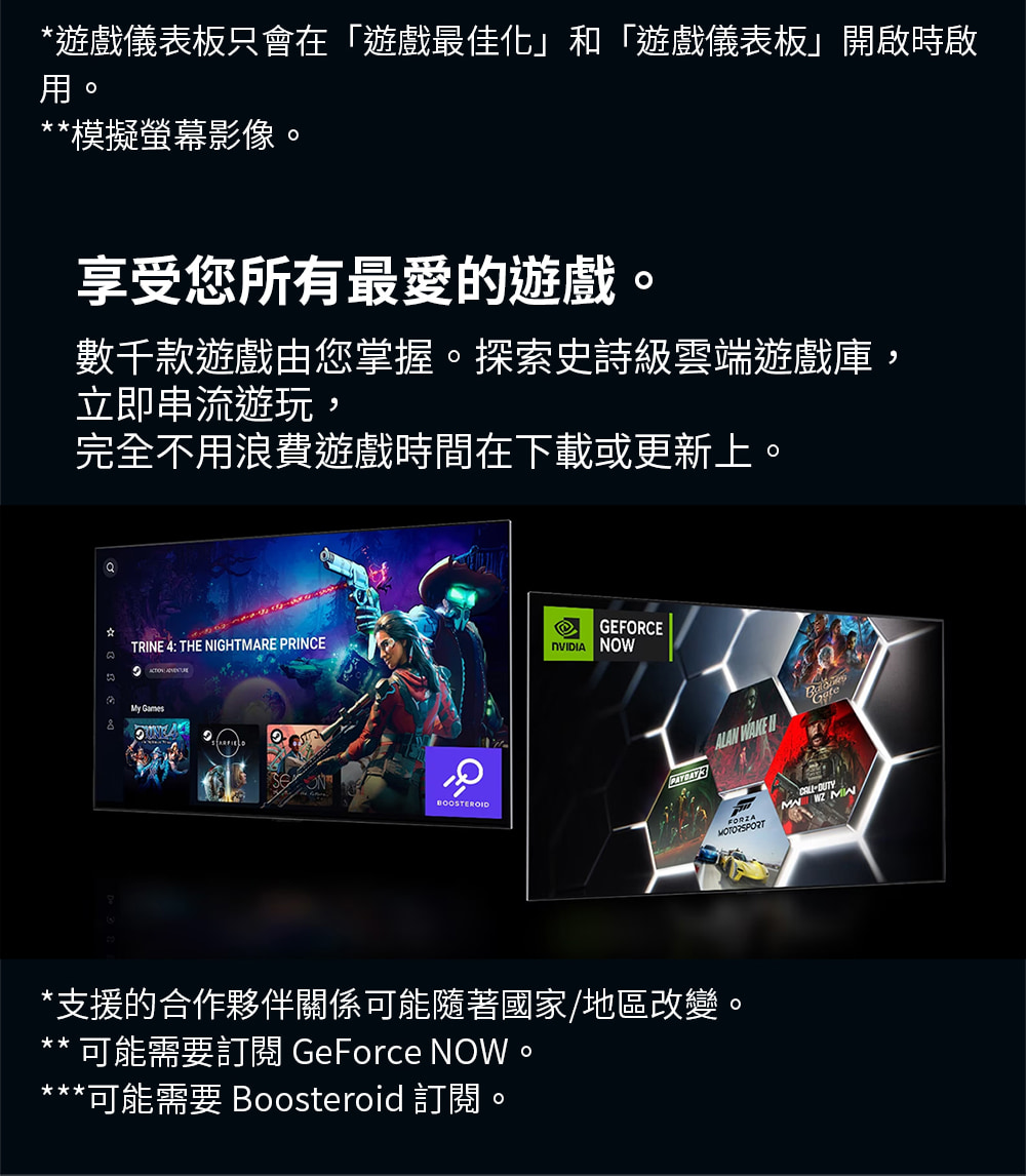 遊戲儀表板只會在遊戲最佳化和遊戲儀表板開啟時啟