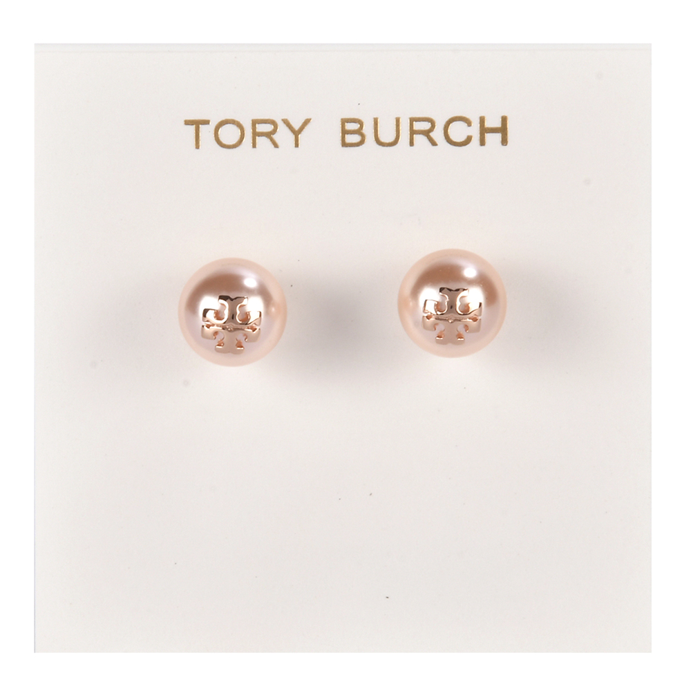 TORY BURCH KIRA 珍珠穿式耳環(-玫瑰金) 推