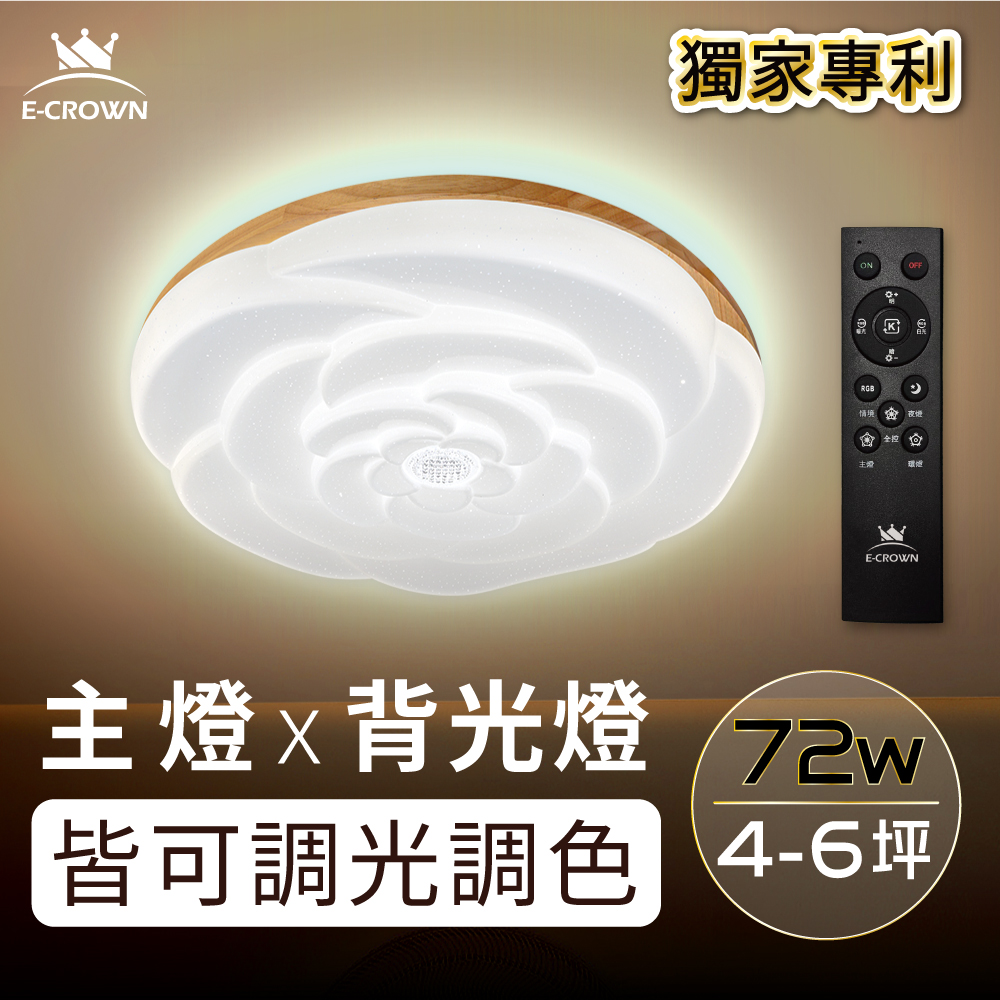 E-CROWN 4-6坪 72W LED智慧調光吸頂燈 遙控