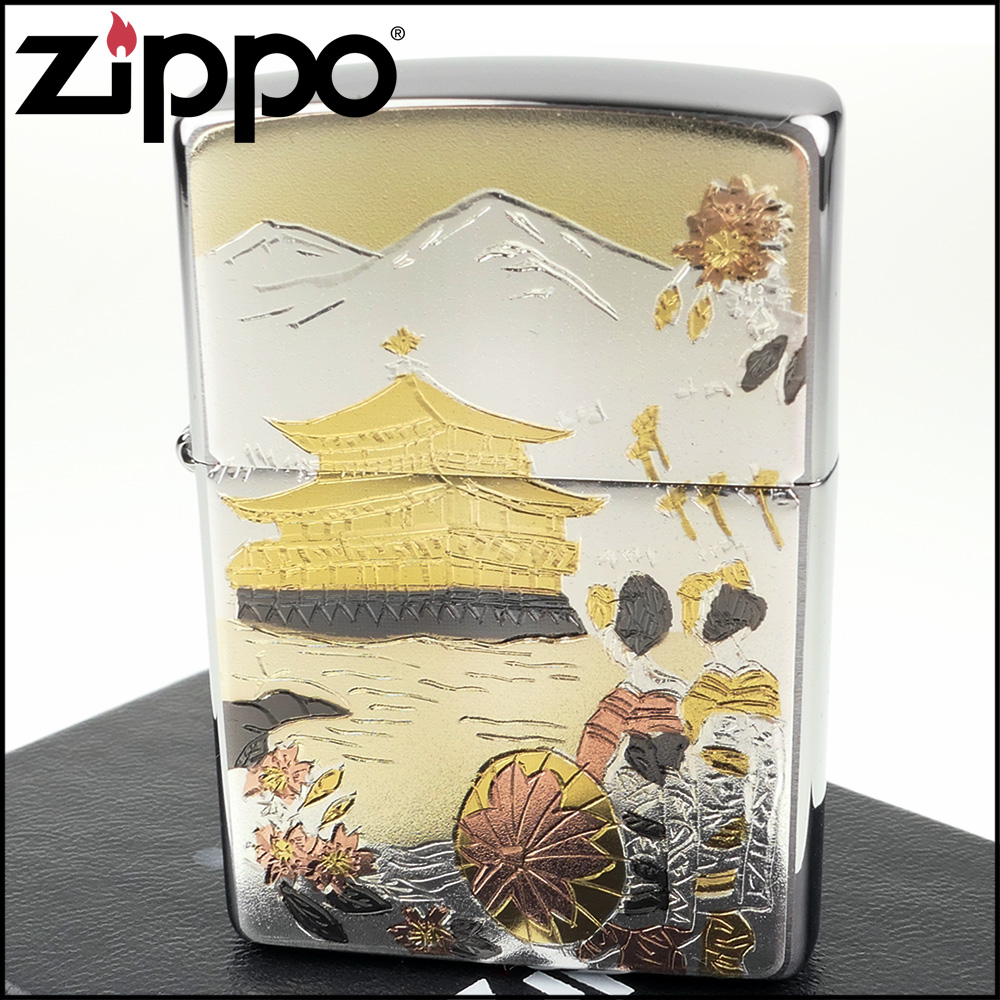 Zippo 日系~傳統藝術- 金閣寺圖案電鑄板貼片加工打火機