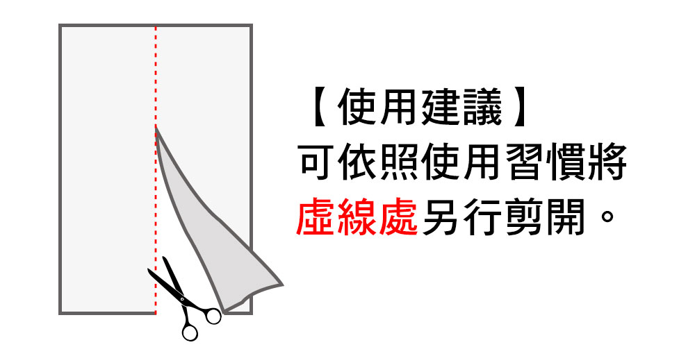 使用建議 可依照使用習慣將 虛線處另行剪開。 