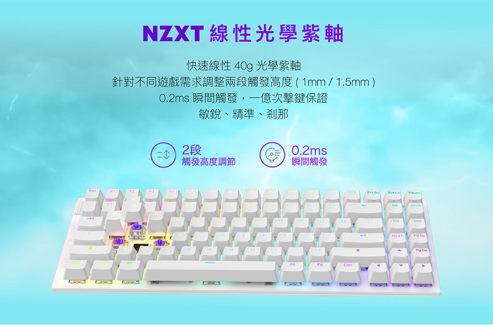 NZXT 恩傑 Function2 100%鍵盤 黑/白(可