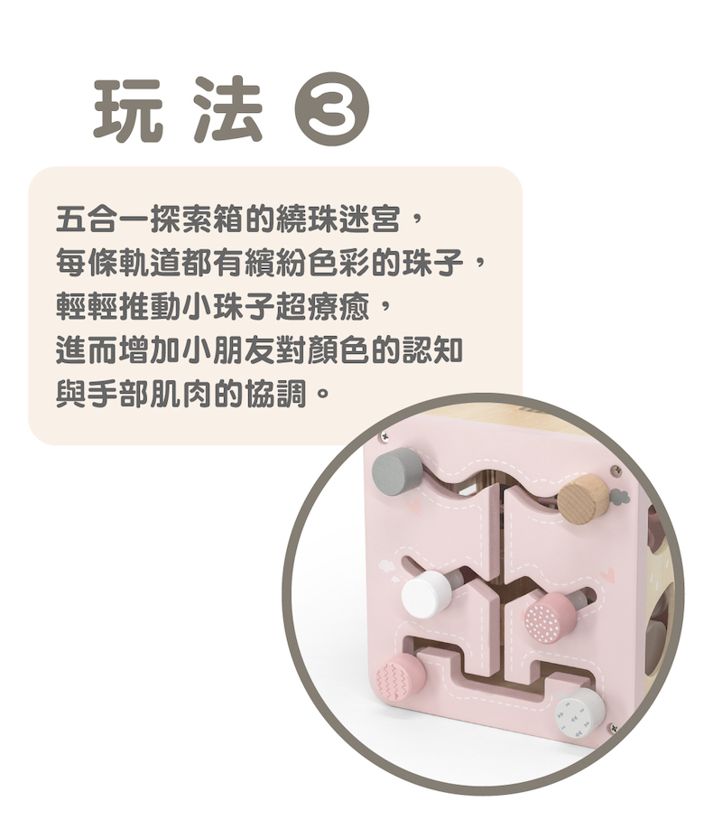 每條軌道都有繽紛色彩的珠子,