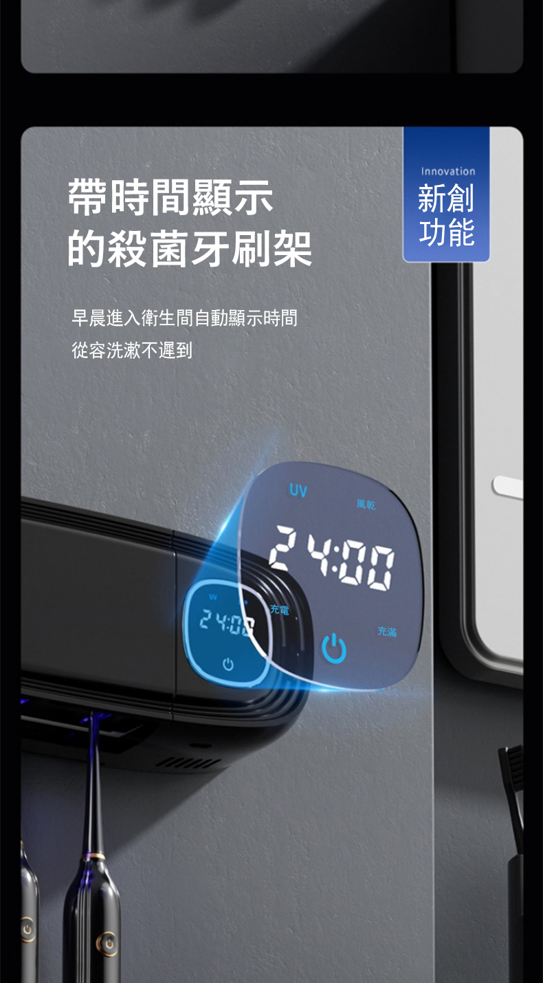 早晨進入衛生間自動顯示時間