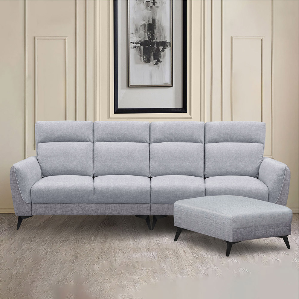 ASSARI 杜卡堤舒適靠背L型貓抓皮沙發(四人座+90x7