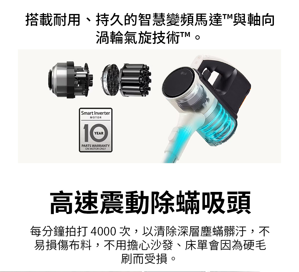 每分鐘拍打 4000次,以清除深層塵蟎髒汙,不