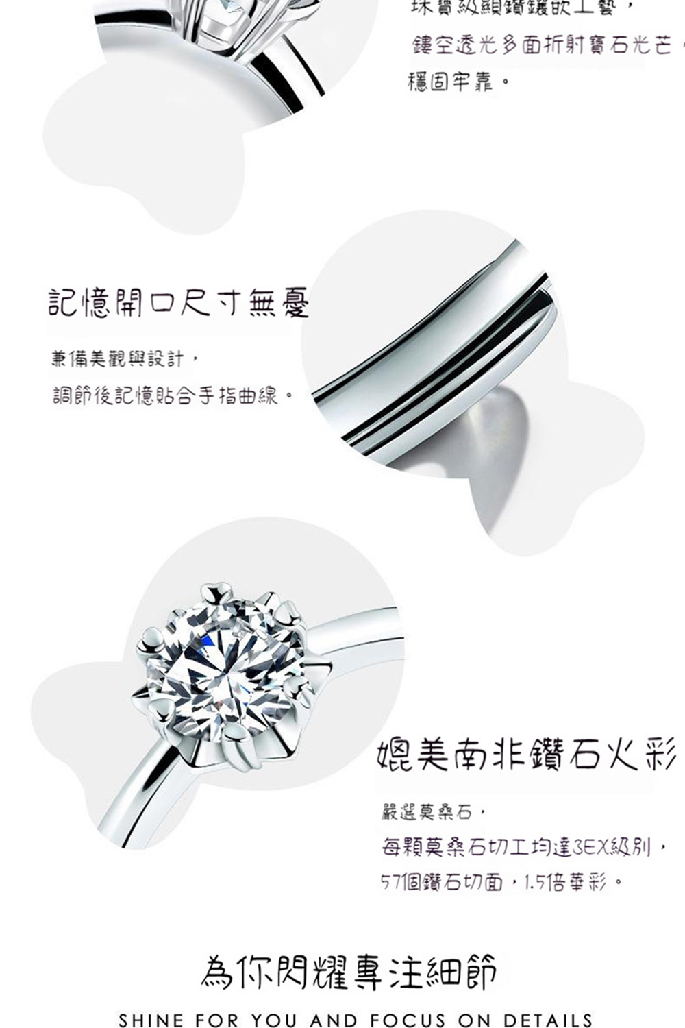 每顆莫桑石切工均達3EX級別,