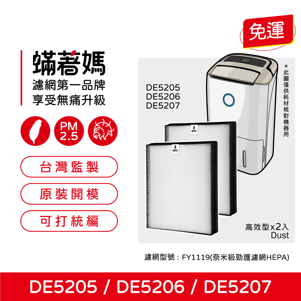 蟎著媽 濾網2入優惠組(適用 PHILIPS 飛利浦 DE5