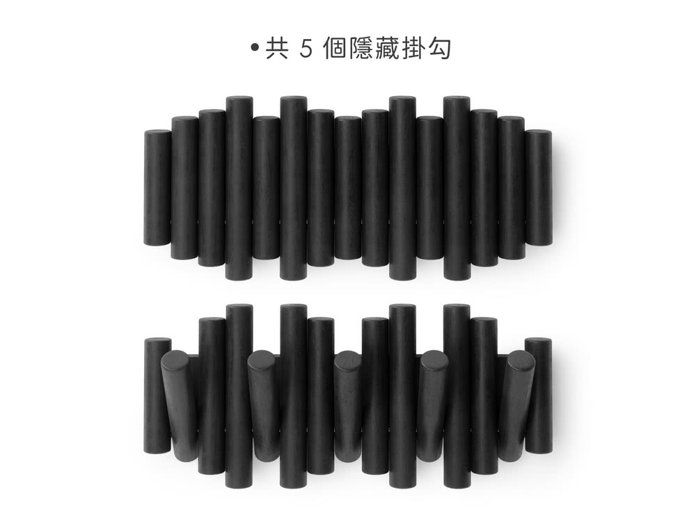 UMBRA Picket壁掛式掛勾收納架 墨黑木籬(掛勾 牆