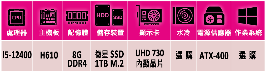 微星平台 i5六核{琥珀II}文書機(I5-12400/H6