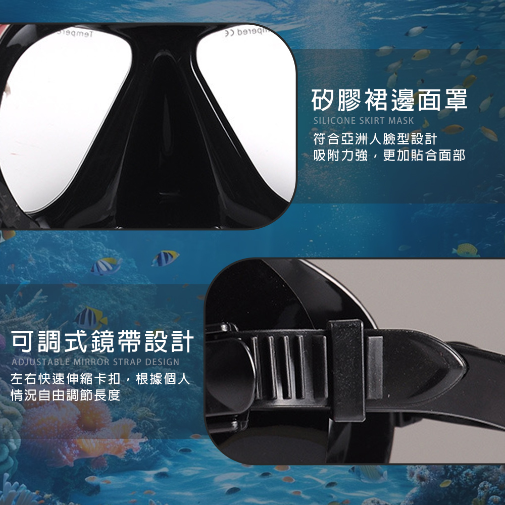 SWIMFLOW 全乾式雙鏡面潛水面罩(浮潛面罩 單鏡面罩 